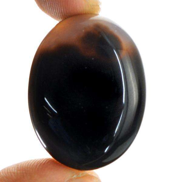 gemsmore:Amazing Black Onyx Oval Shape Untreated Loose Gemstone