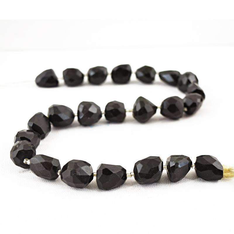 gemsmore:Amazing Black Spinel Drilled Beads Strand Natural Faceted