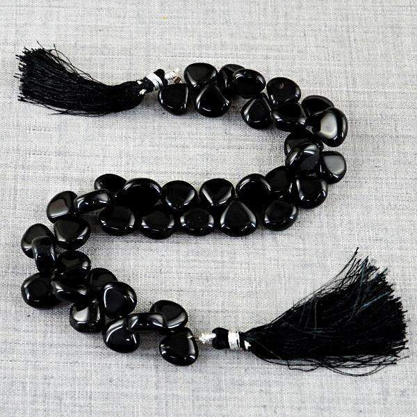 gemsmore:Amazing Black Spinel Drilled Beads Strand Natural Pear Shape
