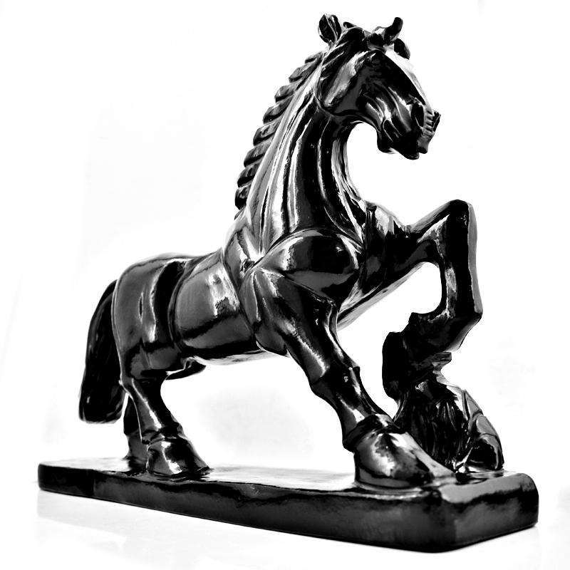 gemsmore:Amazing Black Spinel Hand Carved Horse Statue - Genuine
