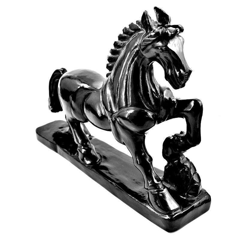 gemsmore:Amazing Black Spinel Hand Carved Horse Statue - Genuine