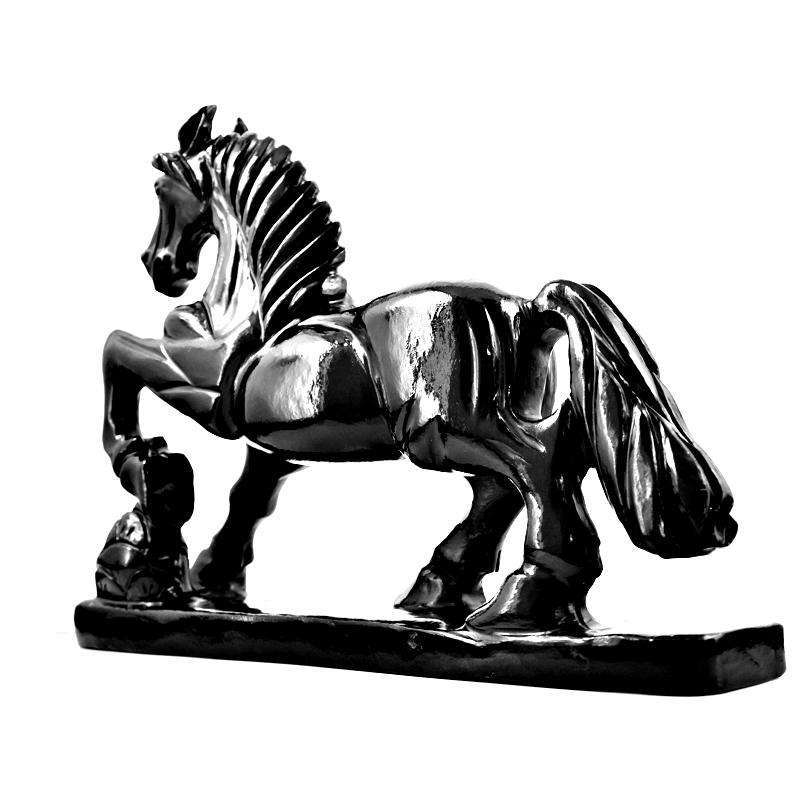 gemsmore:Amazing Black Spinel Hand Carved Horse Statue - Genuine