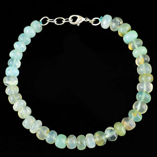 gemsmore:Amazing Blue Chalcedony Beads Bracelet Natural Round Shape