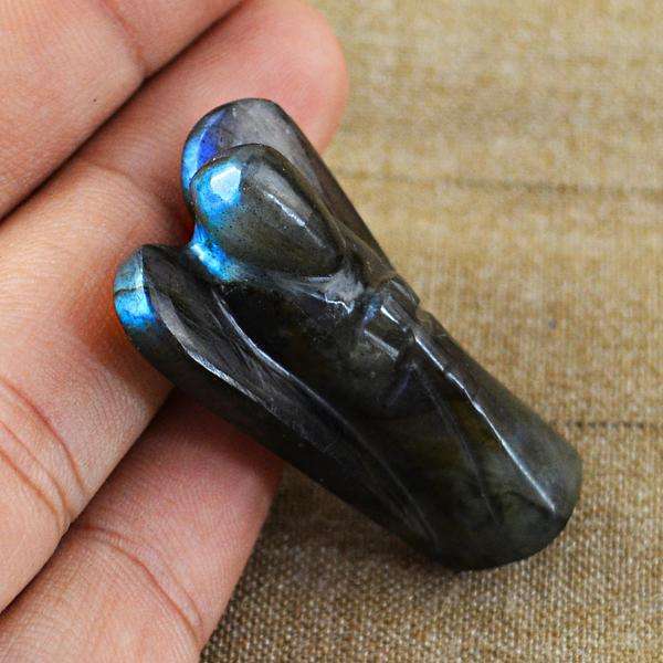 gemsmore:Amazing Blue Flash Labradorite Carved Healing Angel Gemstone