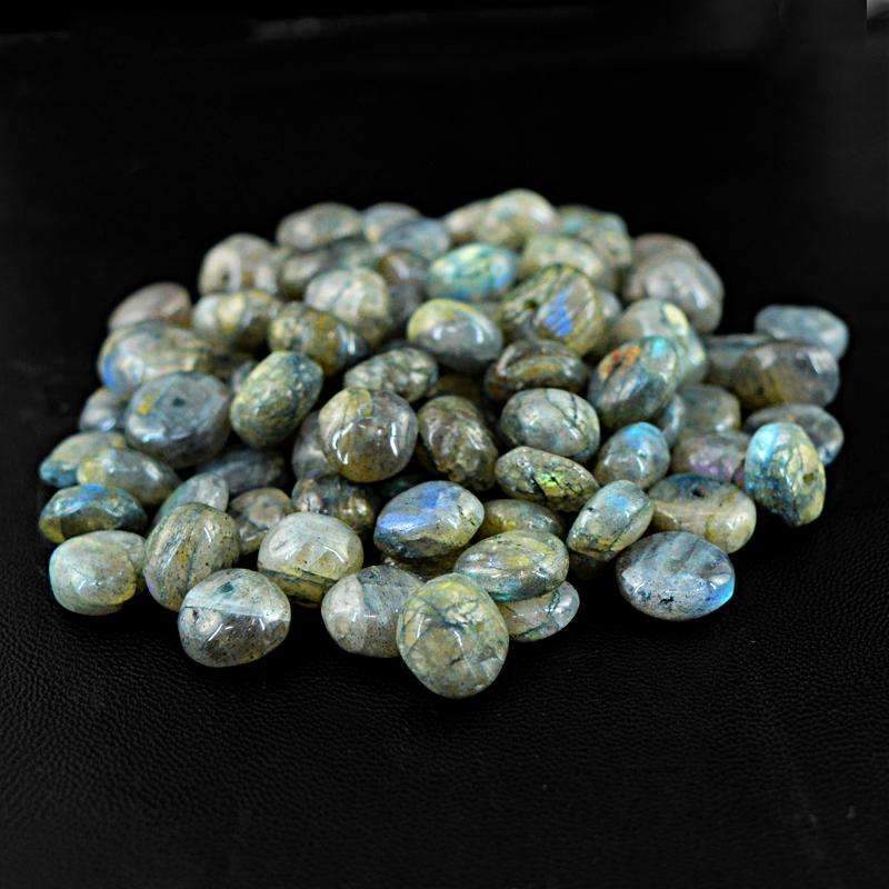 gemsmore:Amazing Blue Flash Labradorite Drilled Beads Lot Natural Round Shape