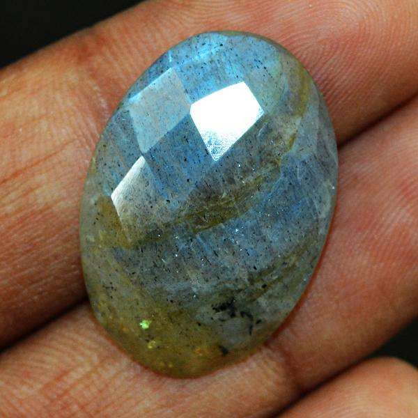 gemsmore:Amazing Blue Flash Labradorite Faceted Oval Shape Loose Gemstone