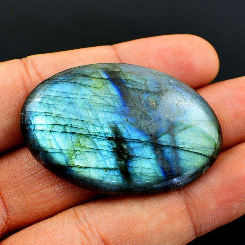 gemsmore:Amazing Blue Flash Labradorite Gemstone Natural Oval Shape