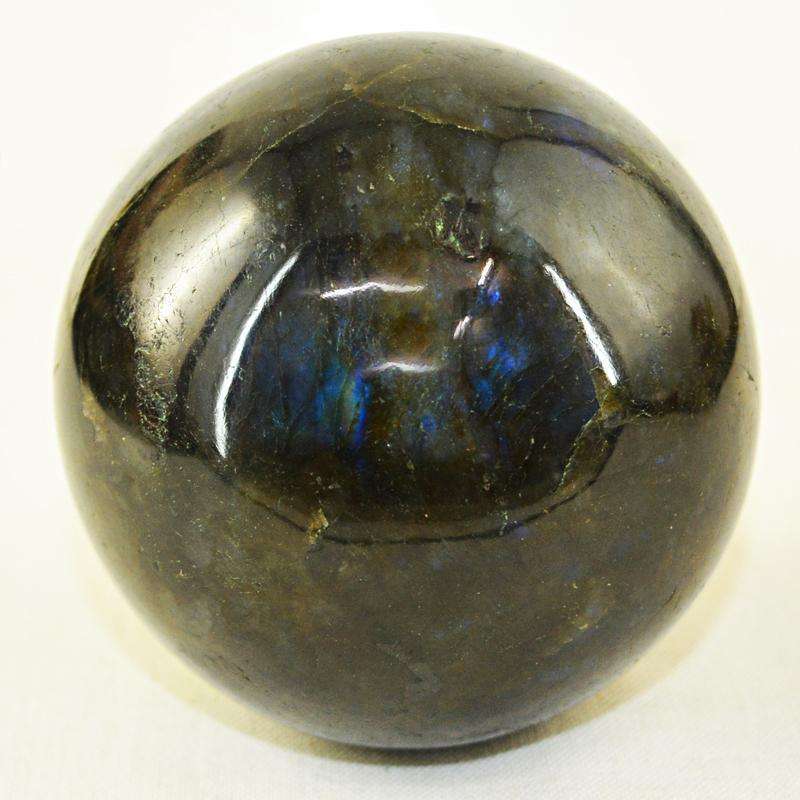 gemsmore:Amazing Blue Flash Labradorite Hand Carved Crystal Healing Sphere
