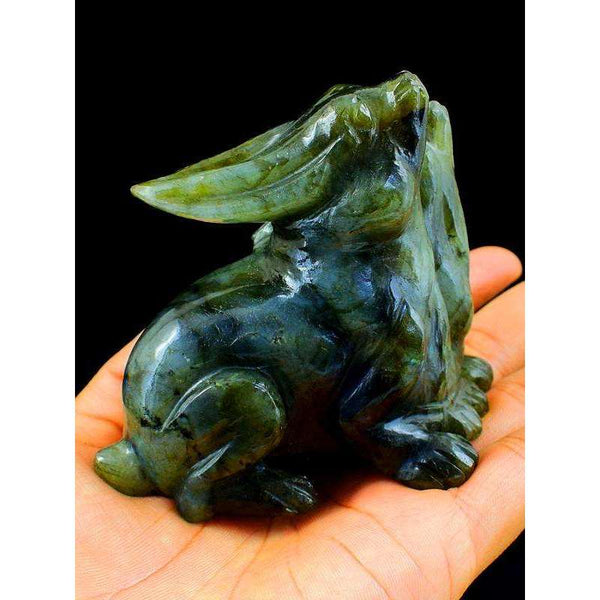 gemsmore:Amazing Blue Flash Labradorite Hand Carved Gemstone Bunny