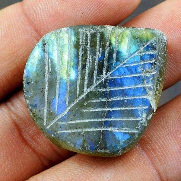 gemsmore:Amazing blue Flash Labradorite Pear Shape Carved Loose Gemstone