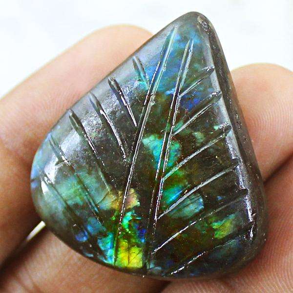 gemsmore:Amazing blue Flash Labradorite Pear Shape Carved Loose Gemstone