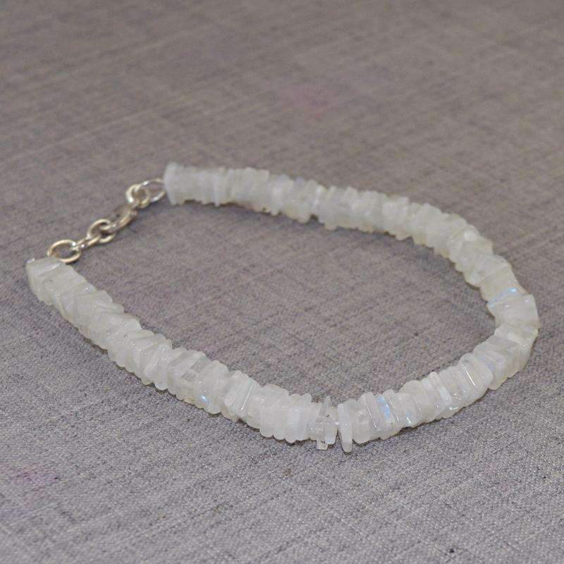 gemsmore:Amazing Blue Flash Moonstone Beads Bracelet - Natural Untreated