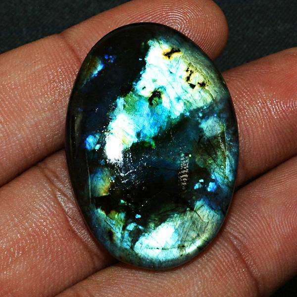 gemsmore:Amazing Blue Flash Oval Shape Labradorite Untreated Loose Gemstone