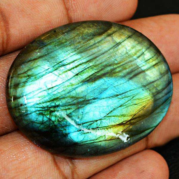 gemsmore:Amazing Blue Flash Oval Shape Labradorite Untreated Loose Gemstone