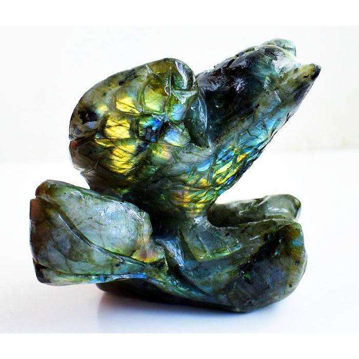 gemsmore:Amazing Blue & Golden Labradorite Hand Carved Eagle