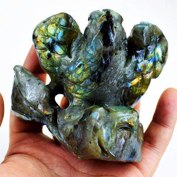 gemsmore:Amazing Blue & Golden Labradorite Hand Carved Eagle