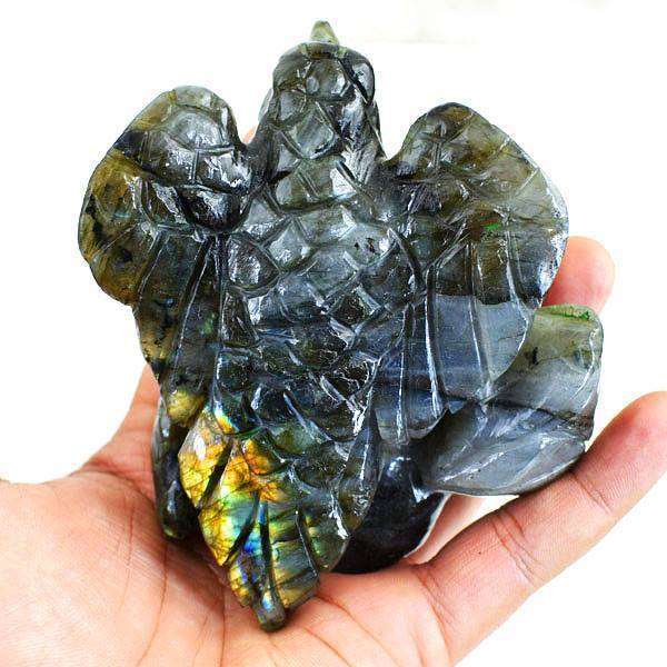 gemsmore:Amazing Blue & Golden Labradorite Hand Carved Eagle