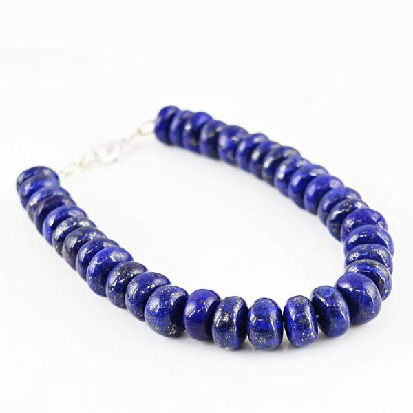 gemsmore:Amazing Blue Lapis Lazuli Bracelet Natural Beads