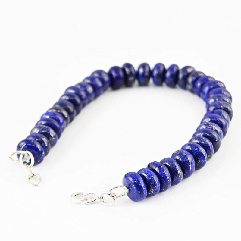 gemsmore:Amazing Blue Lapis Lazuli Bracelet Natural Beads