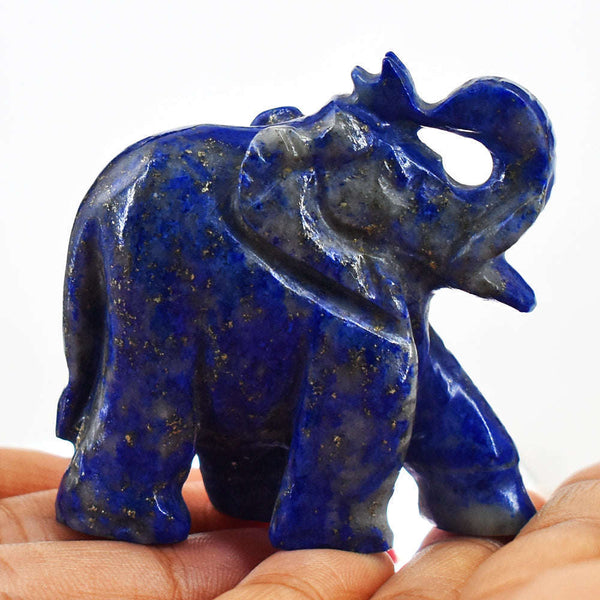 gemsmore:Amazing Blue Lapis Lazuli  Hand Carved Genuine Crystal Gemstone Carving Elephant