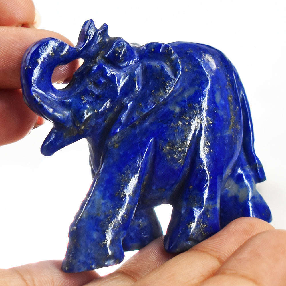 gemsmore:Amazing Blue Lapis Lazuli  Hand Carved Genuine Crystal Gemstone Carving Elephant