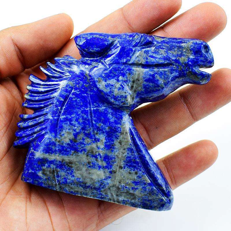 gemsmore:Amazing Blue Lapis Lazuli Hand Carved Horse Burst Gemstone
