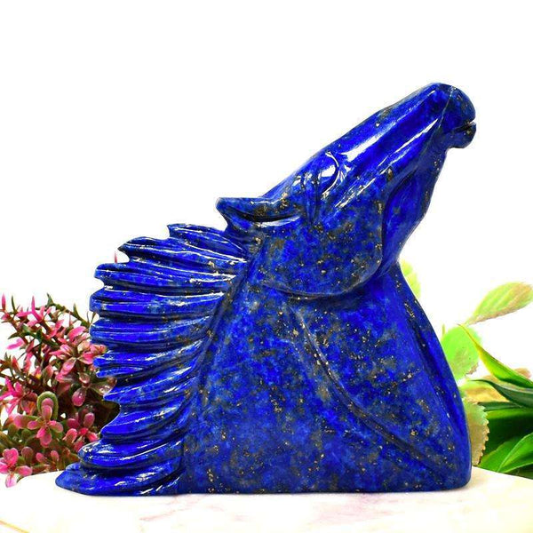 gemsmore:Amazing Blue Lapis Lazuli Hand Carved Horse Head