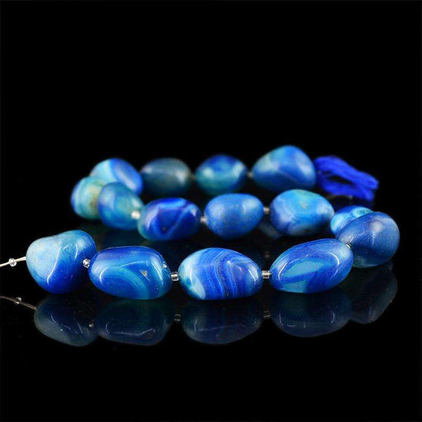gemsmore:Amazing Blue Onyx Beads Strand - Natural Drilled