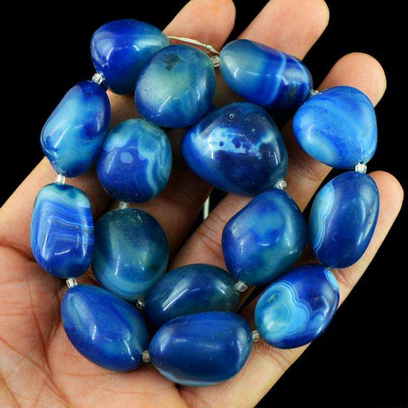 gemsmore:Amazing Blue Onyx Beads Strand - Natural Drilled