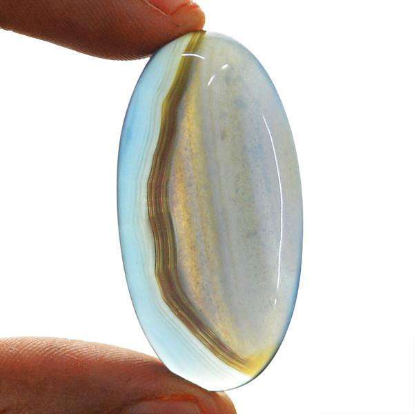 gemsmore:Amazing Blue Onyx Oval Shape Untreated Loose Gemstone