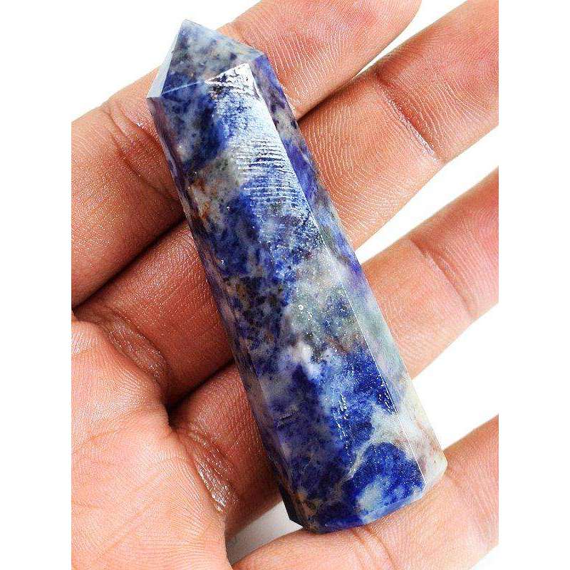 gemsmore:Amazing Blue Sodalite Hand Carved Reiki Healing Point