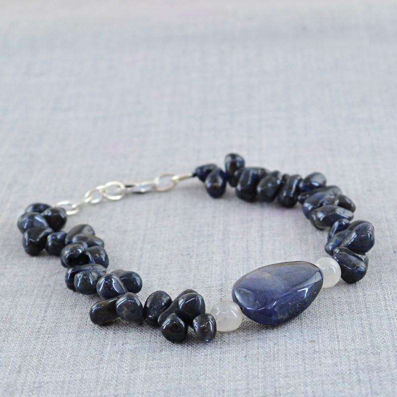 gemsmore:Amazing Blue Tanzanite Bracelet Natural Untreated Beads