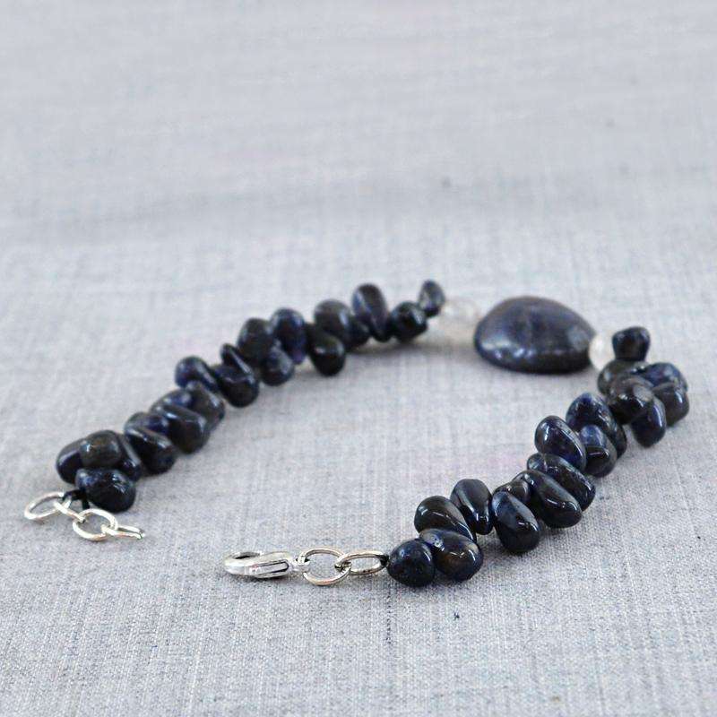 gemsmore:Amazing Blue Tanzanite Bracelet Natural Untreated Beads