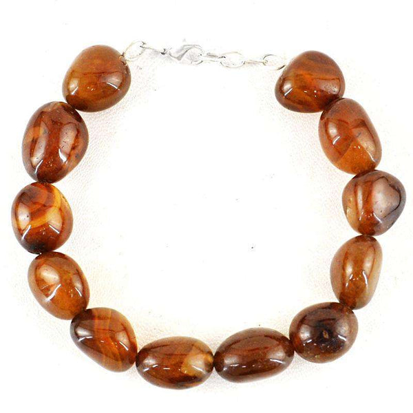 gemsmore:Amazing Brown Onyx Beads Bracelet Natural Untreated