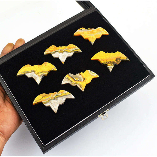 gemsmore:Amazing Bumble Bee Jasper Carved Bat Lot