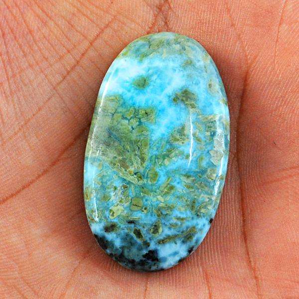 gemsmore:Amazing Copper Larimar Oval Shape Untreated Loose Gemstone