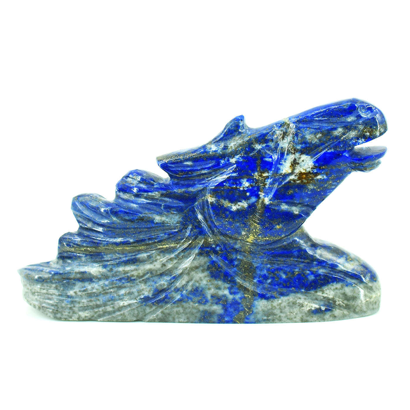 gemsmore:Amazing Denim Blue Lapis Lazuli Hand Carved Genuine Crystal Gemstone Carving Horse Head