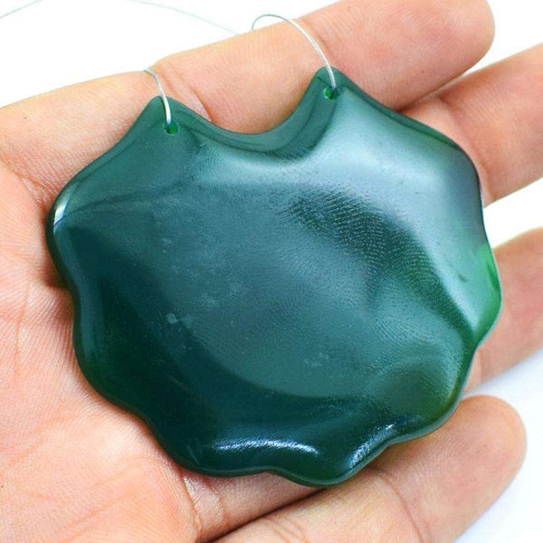 gemsmore:Amazing Drilled  Fancy Green Onyx Loose Gemstone