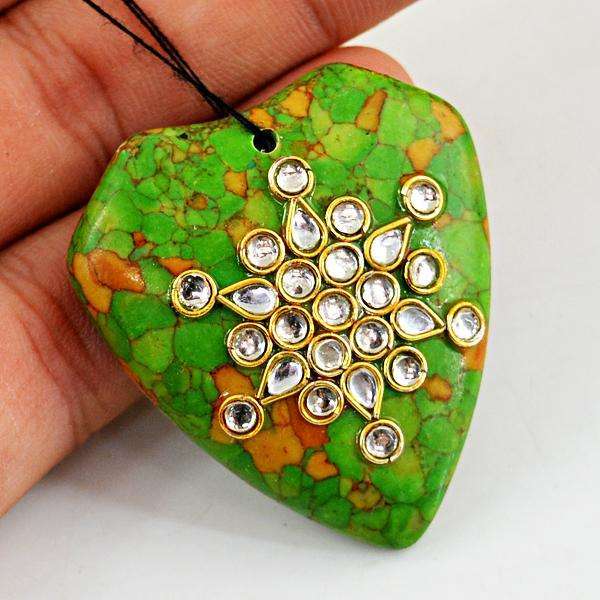 gemsmore:Amazing Enamel Work Jasper Untreated Drilled Gemstone