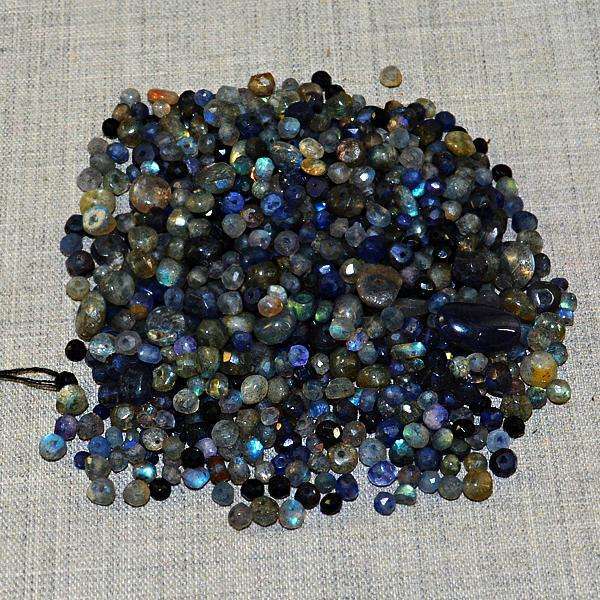 gemsmore:Amazing Faceted Blue Flash Labradorite Drilled Beads Lot