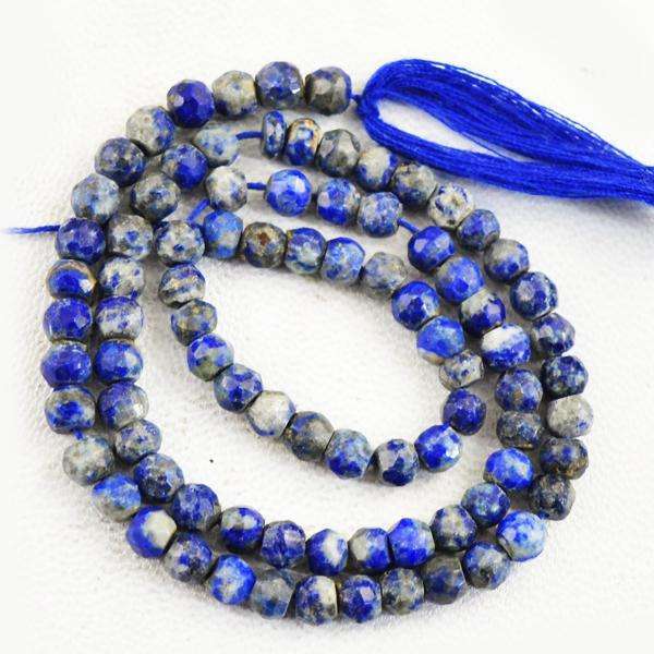 gemsmore:Amazing Faceted Blue Lapis Lazuli Round Shape Drilled Beads Strand