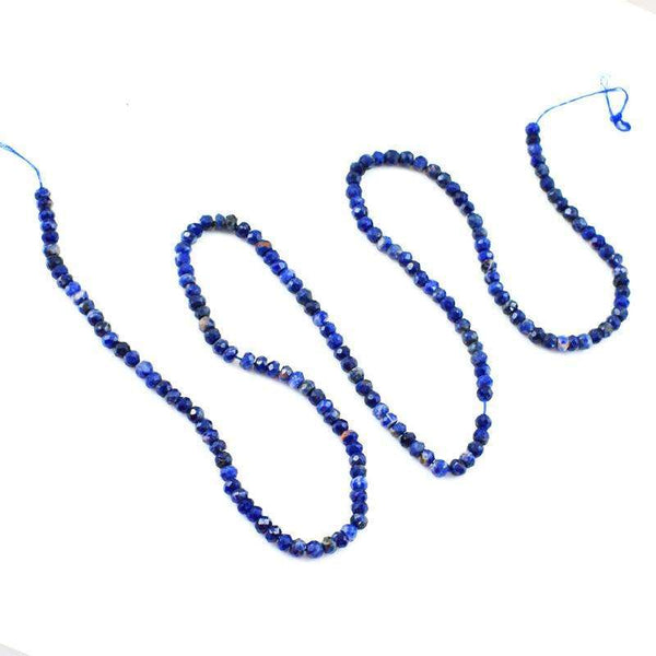 gemsmore:Amazing Faceted Blue Sodalite Round Shape Drilled Beads Strand