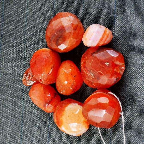 gemsmore:Amazing Faceted Carnelian Round Shape Drilled Beads Lot