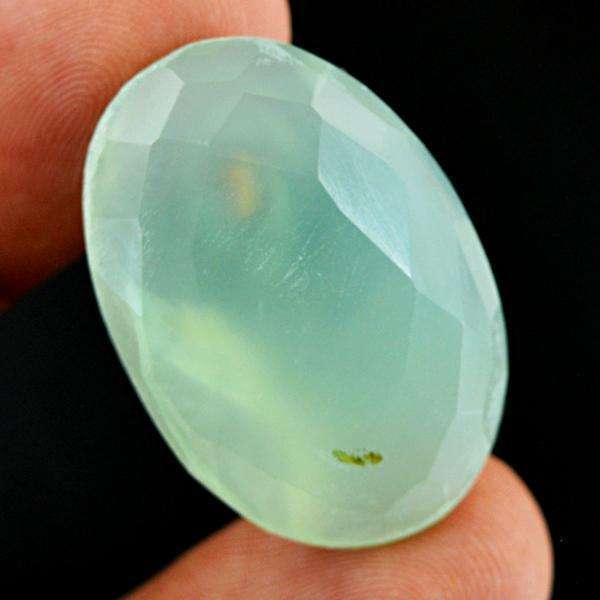 gemsmore:Amazing Faceted Chalcedony Oval Shape Untreated Loose gemstone