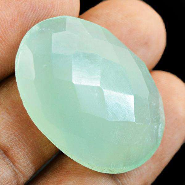 gemsmore:Amazing Faceted Chalcedony Oval Shape Untreated Loose gemstone