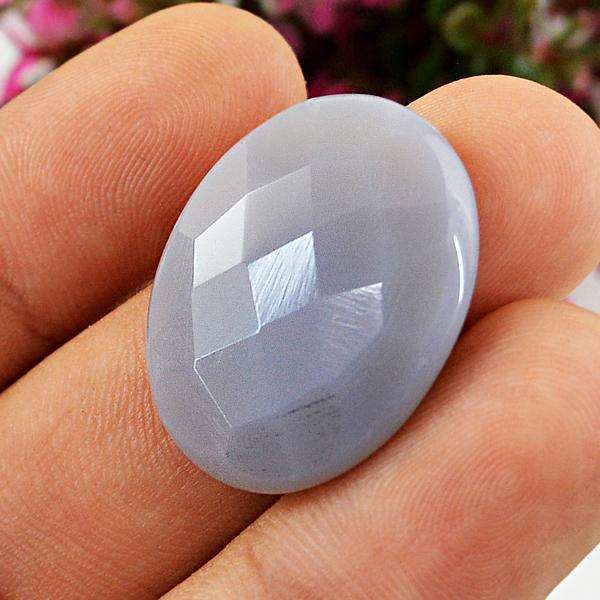 gemsmore:Amazing Faceted Chalcedony Oval Shape Untreated Loose gemstone