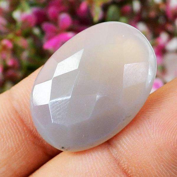 gemsmore:Amazing Faceted Chalcedony Oval Shape Untreated Loose gemstone