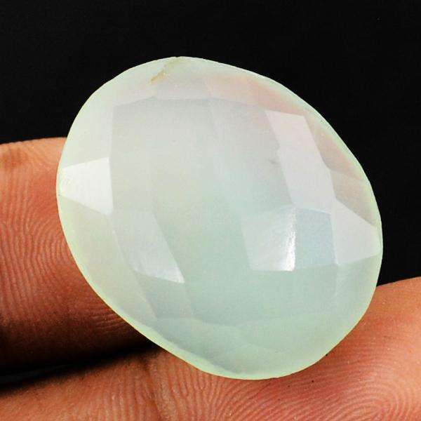 gemsmore:Amazing Faceted Chalcedony Oval Shape Untreated Loose gemstone