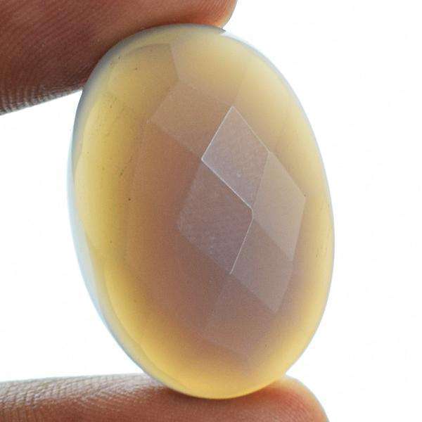 gemsmore:Amazing Faceted Chalcedony Oval Shape Untreated Loose gemstone