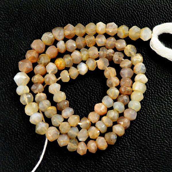 gemsmore:Amazing Faceted Grey Moonstone Round Shape Drilled Beads Strand